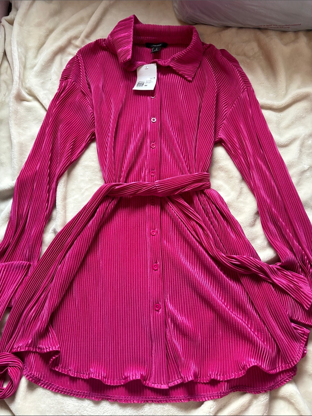 Forever 21 Long Sleeve Tie Mini Dress